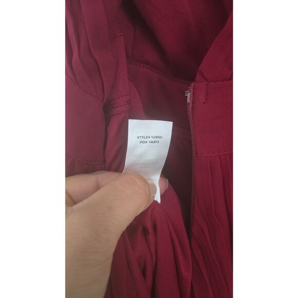 Lulu's Pleat and Thank You Wine Red Pleated Jumpsuit Sz S - Picture 11 of 16